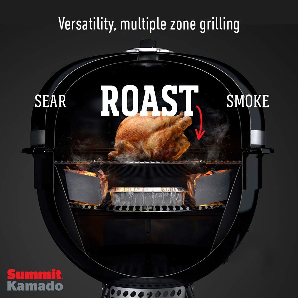 Weber Summit® Kamado E6 Charcoal Grill, Black – Dual‑Walled Insulated Steel Kamado with 24' Cooking Area, Porcelain‑Enameled Kettle & One‑Touch Cleaning System
