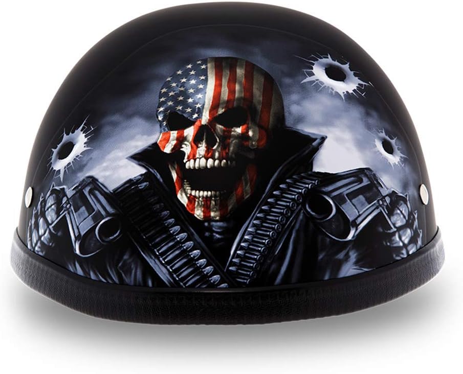 Daytona Helmets Graphics Bicycle Helmets for Men - Novelty Half Helmet with Breathable Liner - Retro Skull Cap – Eagle Headgear with Head Wrap