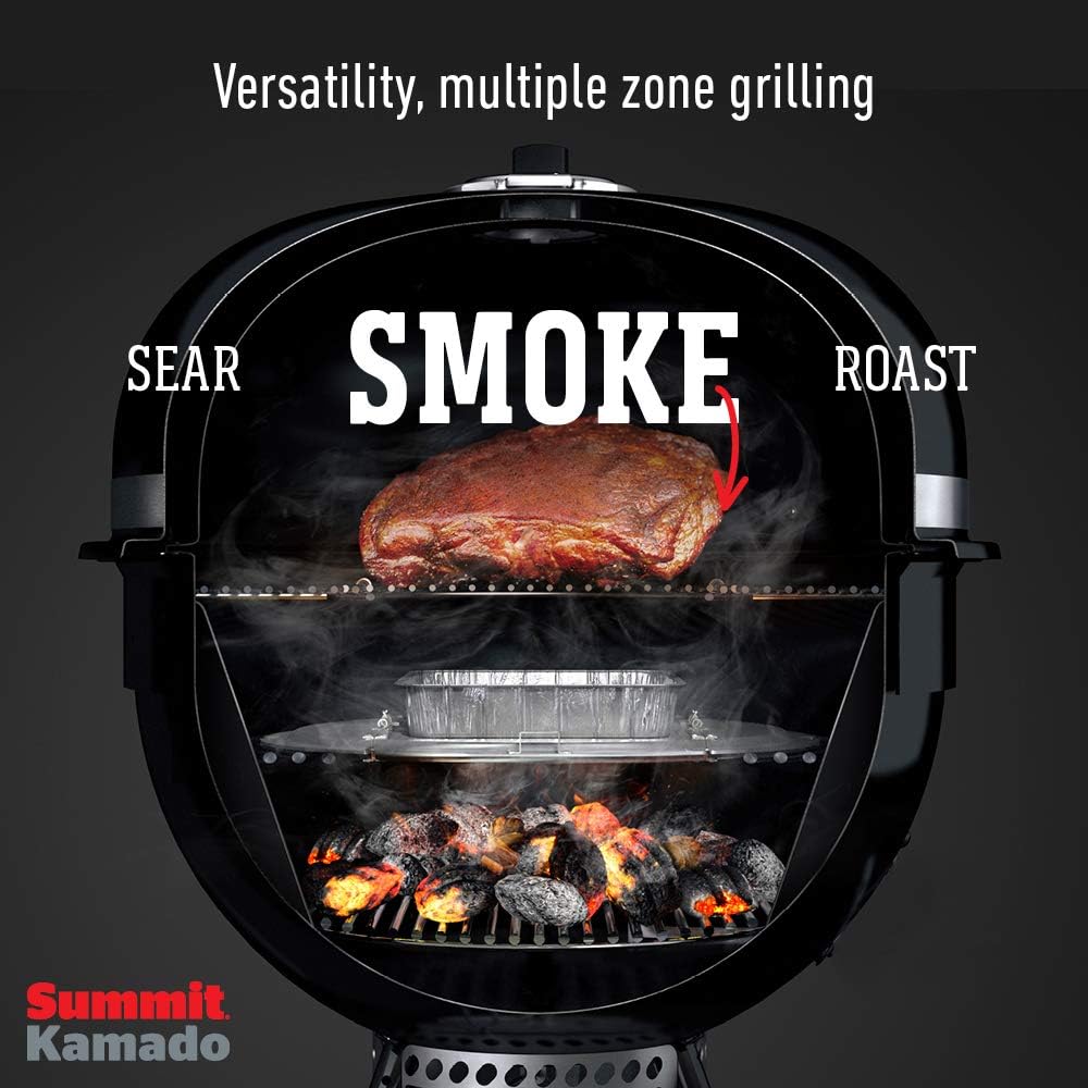 Weber Summit® Kamado E6 Charcoal Grill, Black – Dual‑Walled Insulated Steel Kamado with 24' Cooking Area, Porcelain‑Enameled Kettle & One‑Touch Cleaning System