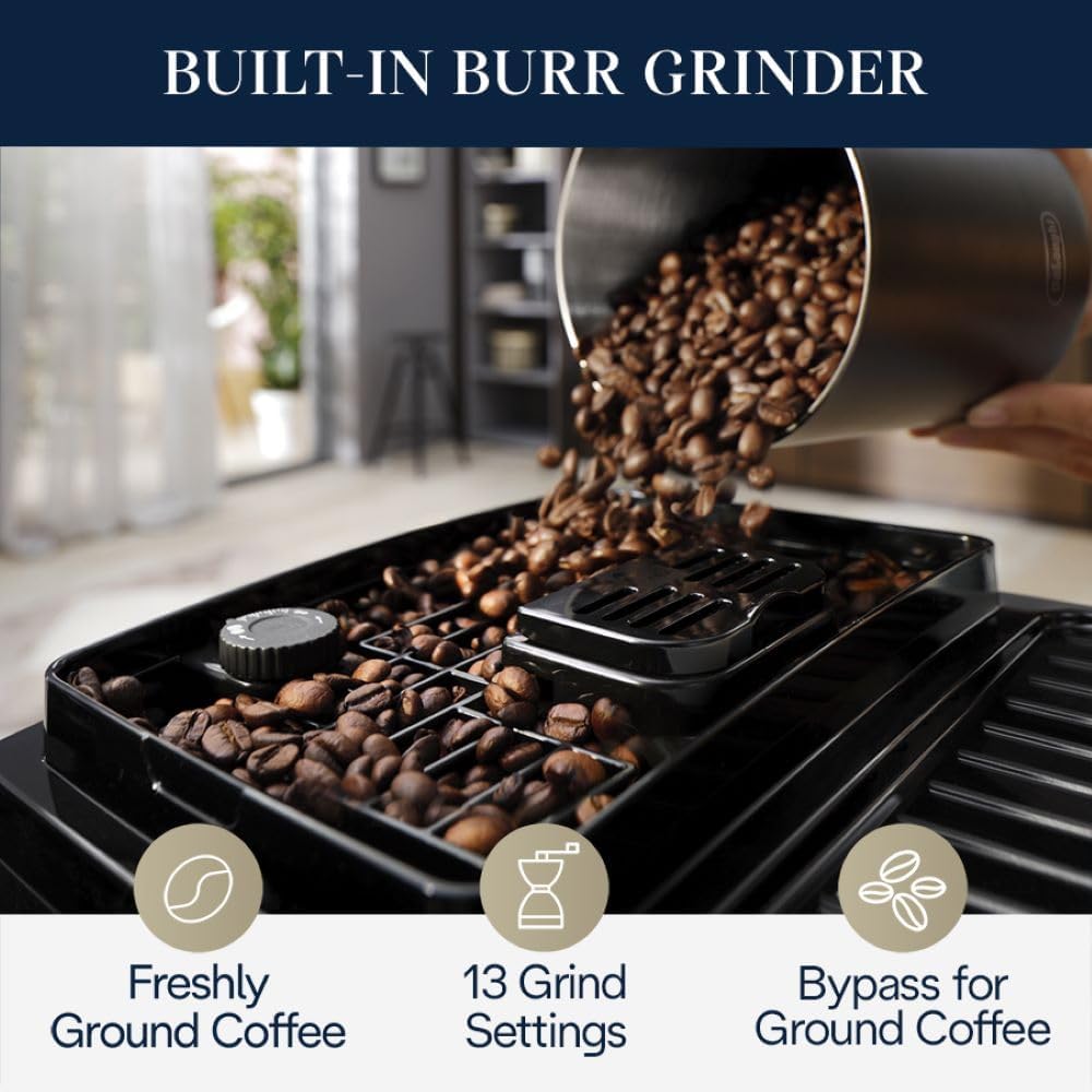 De'Longhi Magnifica Start Automatic Espresso Machine with Auto Milk Frother & Built in Grinder - 5 One-Touch Recipes, Easy-to-Clean, Home Barista Coffee Maker for Lattes, Cappuccino, Iced Coffee