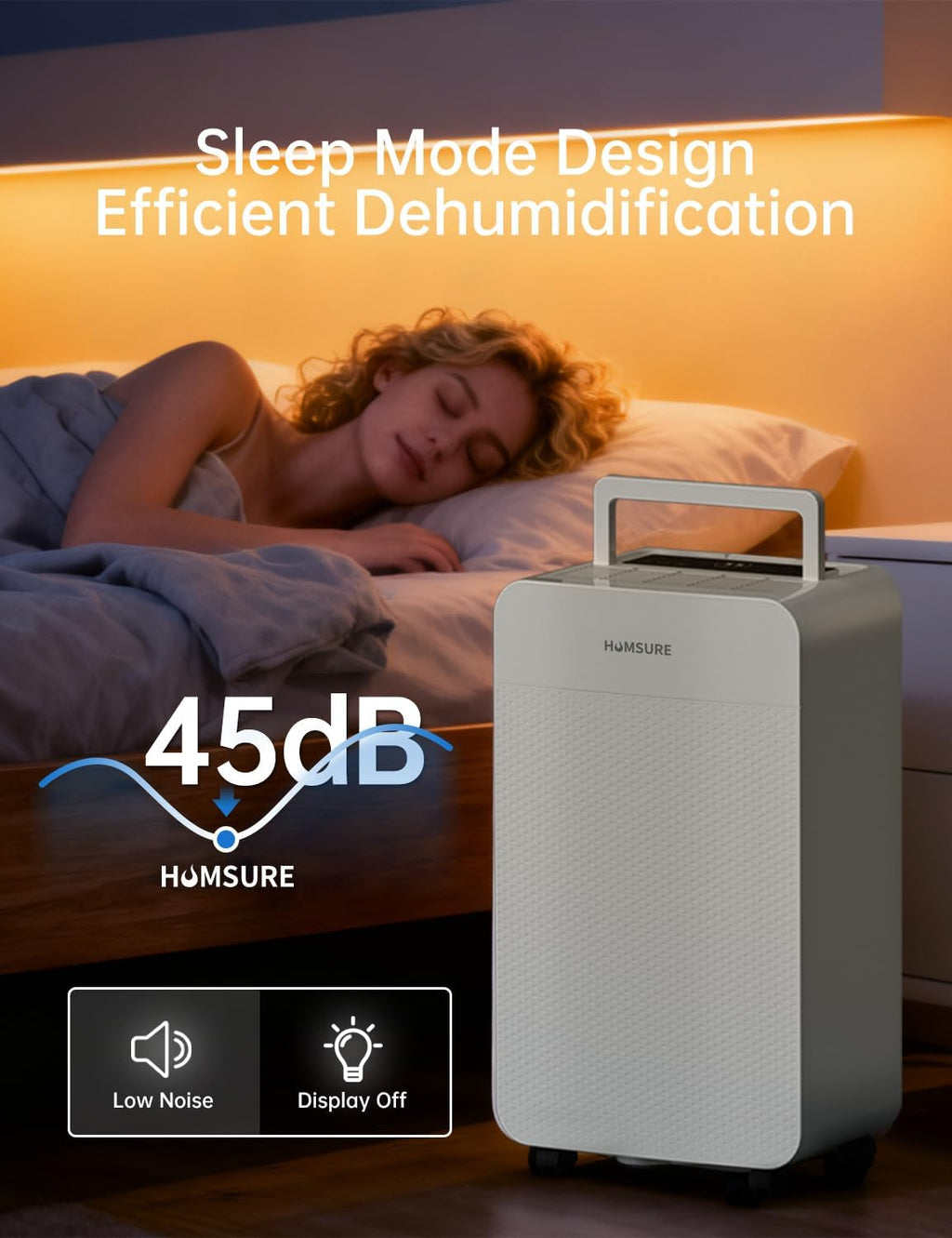 HUMSURE 4500 Sq. Ft 80 Pints Dehumidifier Equipped With Drainage Hose, Automatic Defrosting, for Basement, Home, Bathroom, Bedroom,24-Hour Timer Function