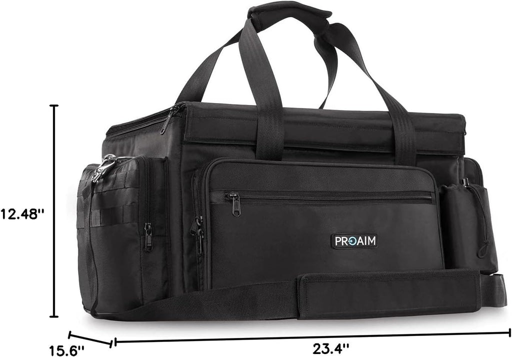 PROAIM Cine Cube Bag for Camera Gear, Photographer, Videographer Videomakers. Solid & Spacious, Removable Pouches, 4 Clear Pockets & Back Slate Pocket. Bottle Holder, Waterproof + Sling (P-CBCC-01)
