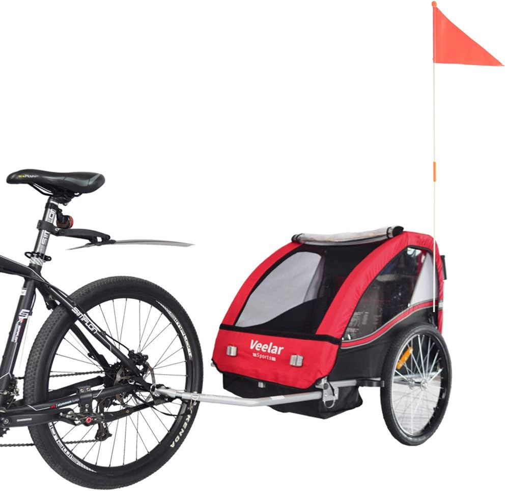 Veelar Bike Trailer & Stroller 2 in 1 Double Seat for Toddlers, Kids, Child Bicycle Carrier Jogger