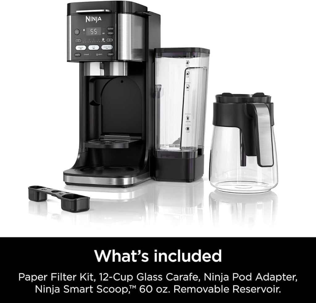 Ninja DualBrew Pro CFP101 Drip Coffee Maker – Hot & Iced, K-Cup Compatible, 3 Brew Styles, 60oz Reservoir – Black