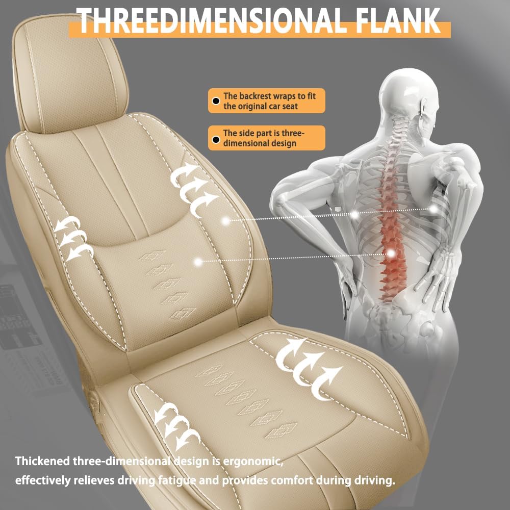 Front Seat Covers for Toyota Highlander 2001-2024,Leather Car Seat Covers,Interior Accessories Seat Covers,Waterproof Car Seat Protectors for Highlander(Beige,Standard)