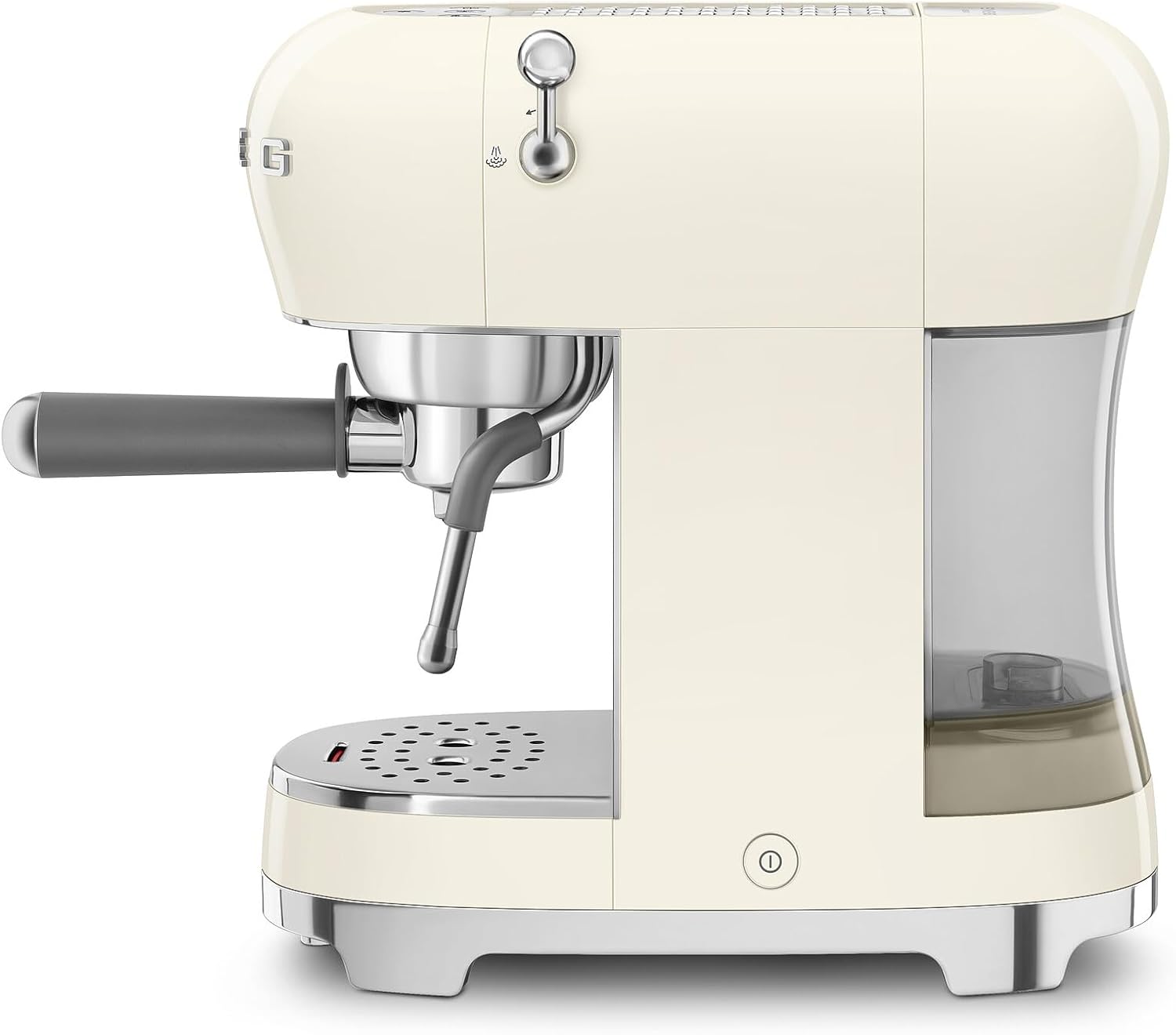 Smeg ECF02 Italian Espresso Machine – Manual 15-Bar Coffee Maker, Made in Italy – Retro Design with Steam Wand (Cream)