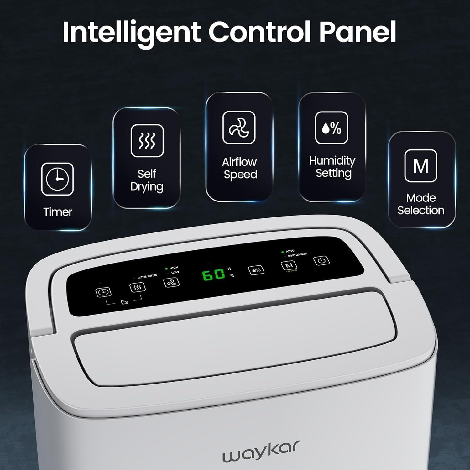 Waykar 120 Pints 2025 Energy Star Home Dehumidifier for Spaces up to 6,000 Sq. Ft, Ideal for Basement, Bathroom and Large Room with Drain Hose, Portable, Auto Defrost and Self-Drying