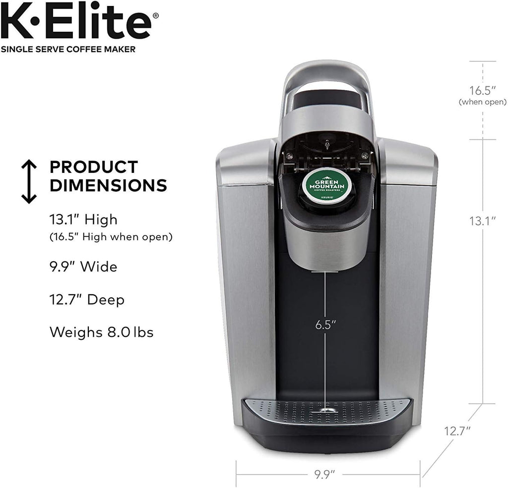 Keurig C K-Elite Maker, Single Serve K-Cup Pod Brewer, with Iced Coffee Capability, Extra Included, 75oz, Brushed Silver Plus Filter Bundle