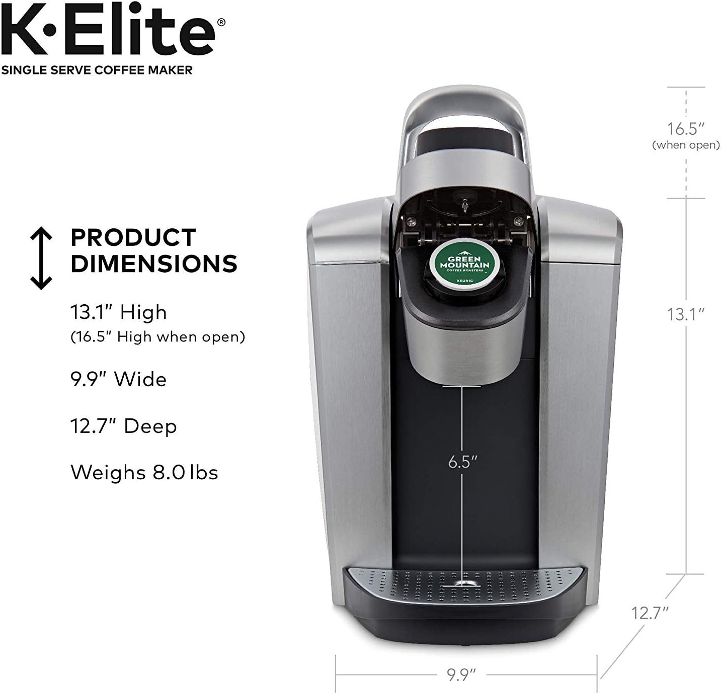 Keurig C K-Elite Maker, Single Serve K-Cup Pod Brewer, with Iced Coffee Capability, Extra Included, 75oz, Brushed Silver Plus Filter Bundle