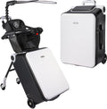 Carry on Luggage with Seat for Kids Expandable Ride on Suitcase with Spinner Wheels and Locks for Travel (White)