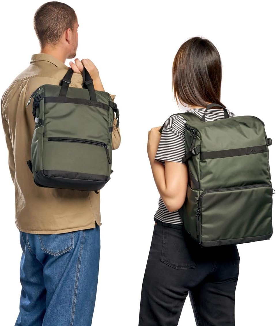 Manfrotto Street Slim Photography Backpack for Mirrorless and Reflex Camera, Front and Rear Access, Removable Camera and Laptop Inserts, Compact Backpack for Photography Accessories, Colour Green