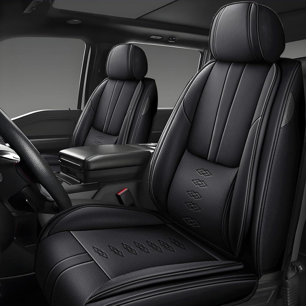 Front Seat Covers for Lincoln Nautilus 2019-2024 2025,Leather Car Seat Cover,Soft Seat Cushion Covers with Airbag,Waterproof Automobile Seat Protectors for Nautilus(Black,Standard)
