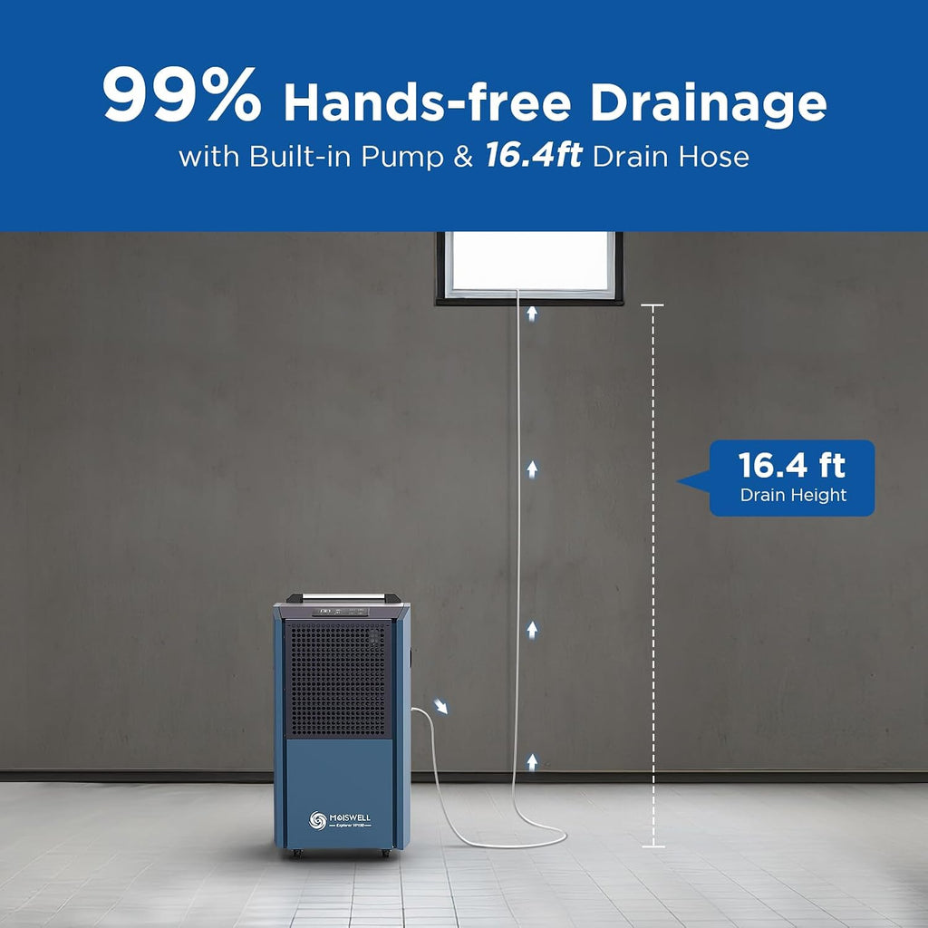 190 Pints Commercial Dehumidifier with Pump for Basements, Industrial Heavy Duty Commercial-grade Portable Dehumidifiers for Large Spaces Warehouse Grow Room, Water Damage Restoration