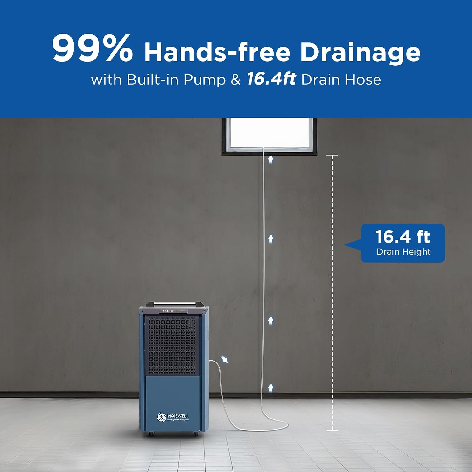 190 Pints Commercial Dehumidifier with Pump for Basements, Industrial Heavy Duty Commercial-grade Portable Dehumidifiers for Large Spaces Warehouse Grow Room, Water Damage Restoration