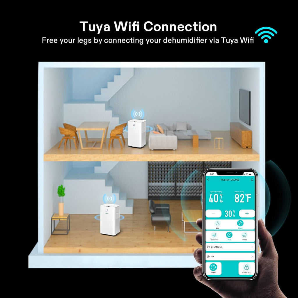 VIVOSUN 10L/D 2,000 Sq. Ft. Dehumidifier, Ultra-Quiet Auto Defrost Dehumidifier Equipped with 2L Water Tank, Smart WiFi App, Color Digital Display, 24-hour Timer for Home, Basement, Bedroom