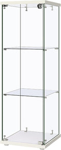 VIVOHOME 3 Layers 15.7''W x 15.7''D x 47.2''H Glass Display Cabinet Countertop Showcase with Lock, 5mm Tempered Glass 25mm MDF Base