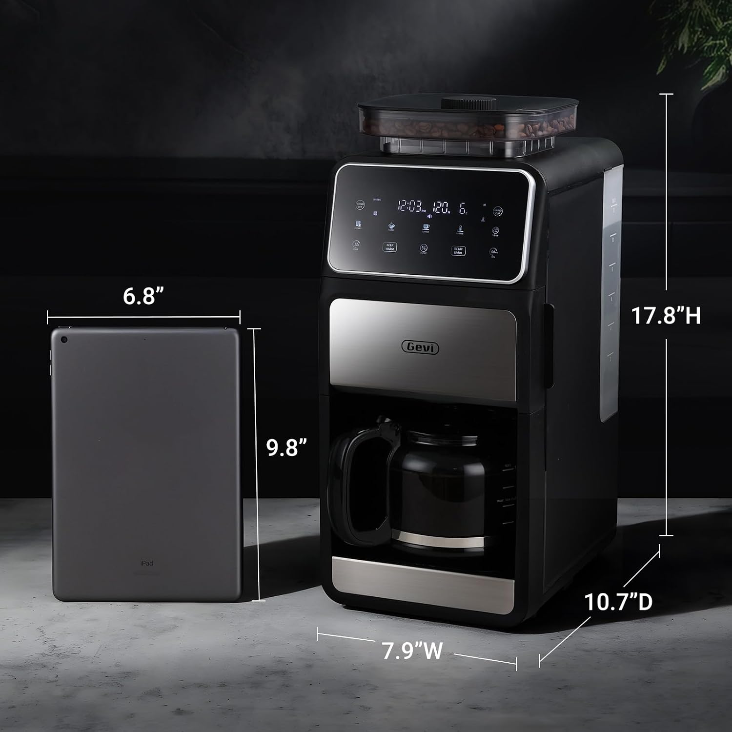 Gevi 10 Cup Drip Coffee Maker with Grinder