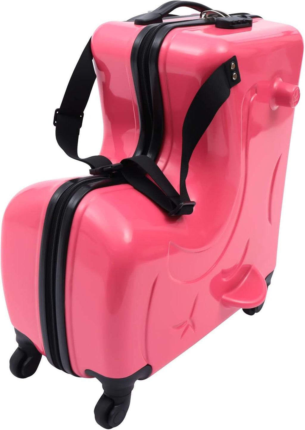 CNCEST 20'/24' Kid's Ride-on Travel Suitcase,Travel Rolling Luggage with Wheels Carry Trolley Luggage with Password Lock,Children's Ride On (20' Purplish red)