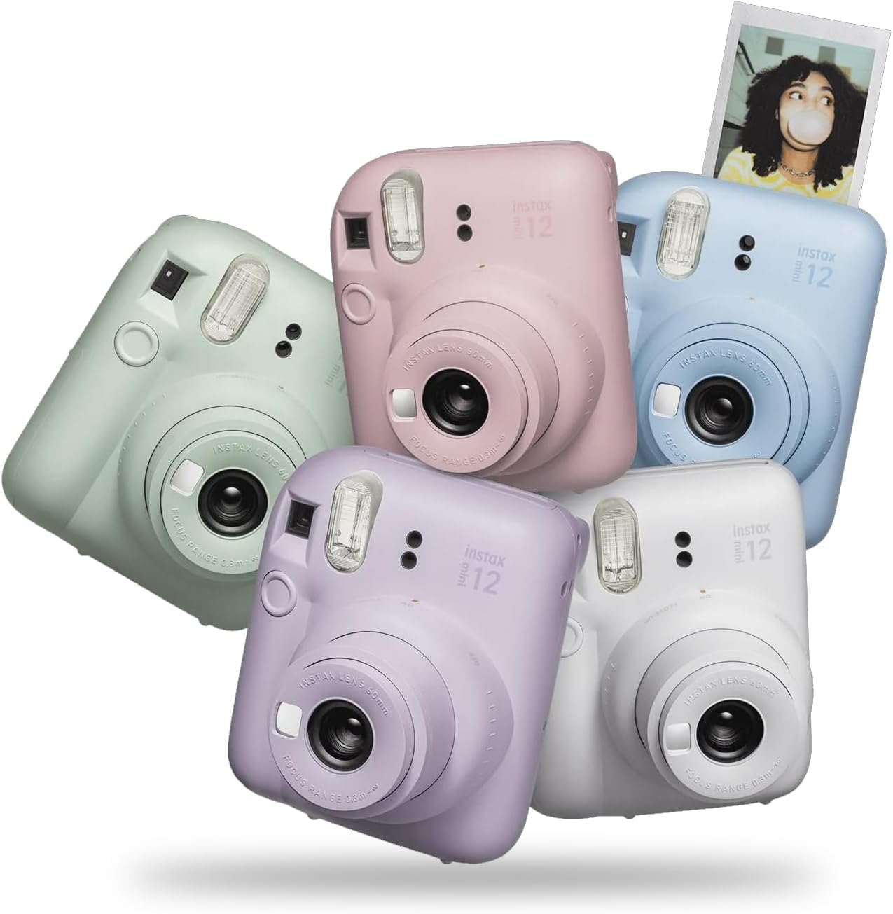 Fujifilm Instax Mini 12 Instant Camera + MiniMate Accessory Bundle & Compatible Custom Case + Fuji Instax Film Value Pack (50 Sheets) Flamingo Designer Photo Album (Mint Green)