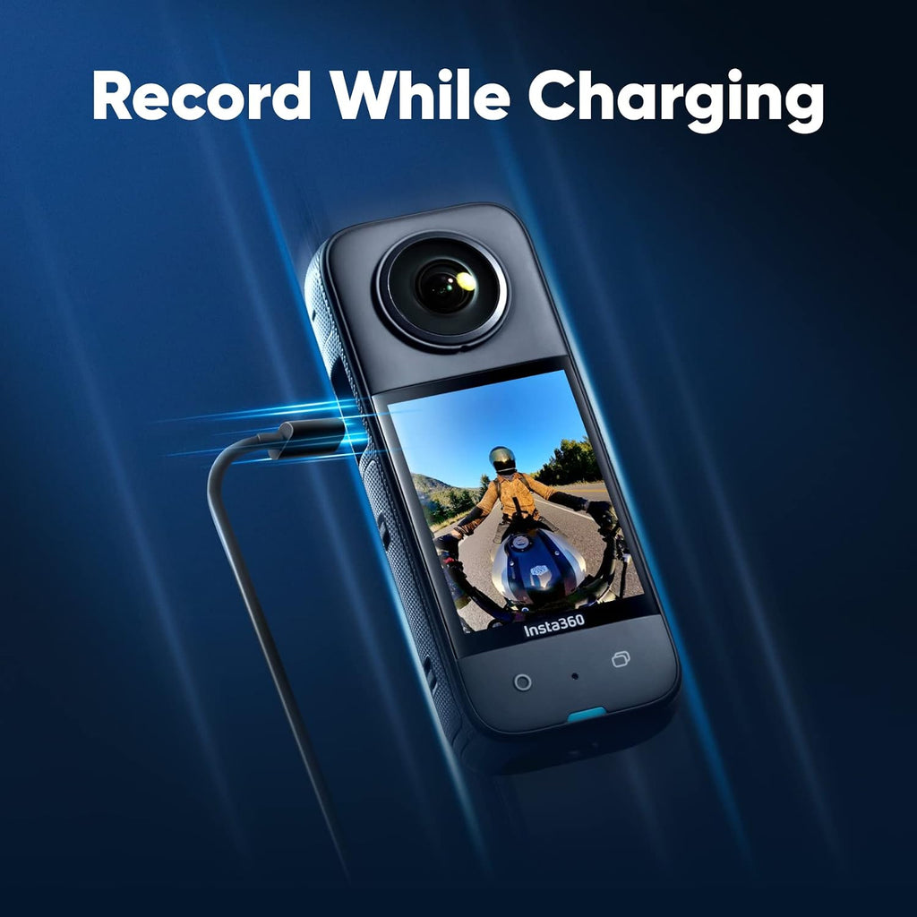 Insta360 X3 Motorcycle Bundle - Waterproof 360 Camera with 1/2' 48MP Sensors, 5.7K 360 Active HDR Video, 72MP 360 Photo, 4K Single-Lens, 60fps Me Mode, Stabilization