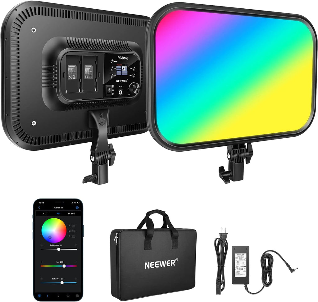 NEEWER 18.3' RGB LED Video Light Panel with APP Control, 360°Full Color, 1 Pack 60W Dimmable 2500K~8500K RGB LED Panel CRI/TLCI 97+ with 17 Special Scenes Effect for Game YouTube Zoom Photography