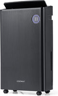 COSTWAY 4,500 Sq. Ft Dehumidifier for Basement, 3-Color Humidity Indicator, Dry Clothes Mode, 12' Drain Hose & Wheels, 57 Pints Dehumidifier for Large Room (Black)