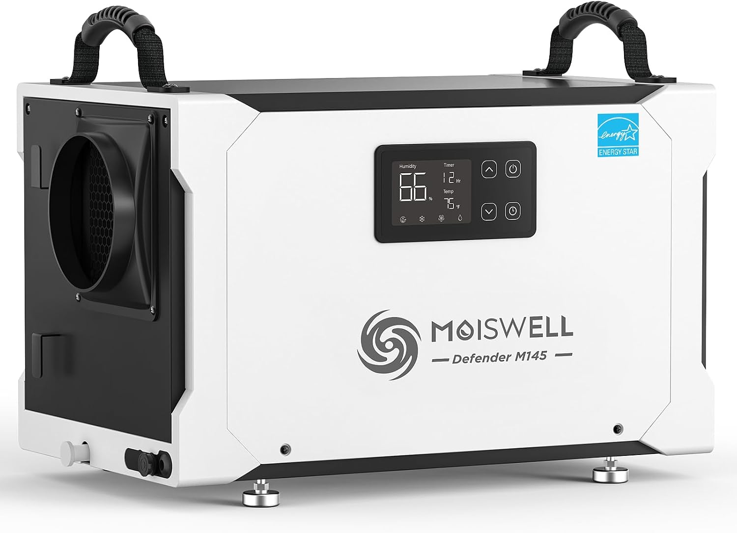 155 Pint Commercial Dehumidifier with Drain Hose for Crawl Spaces, Basements, Industry Water Damage Unit, Large Capacity, Compact, Portable, Auto Defrost, Memory Starting