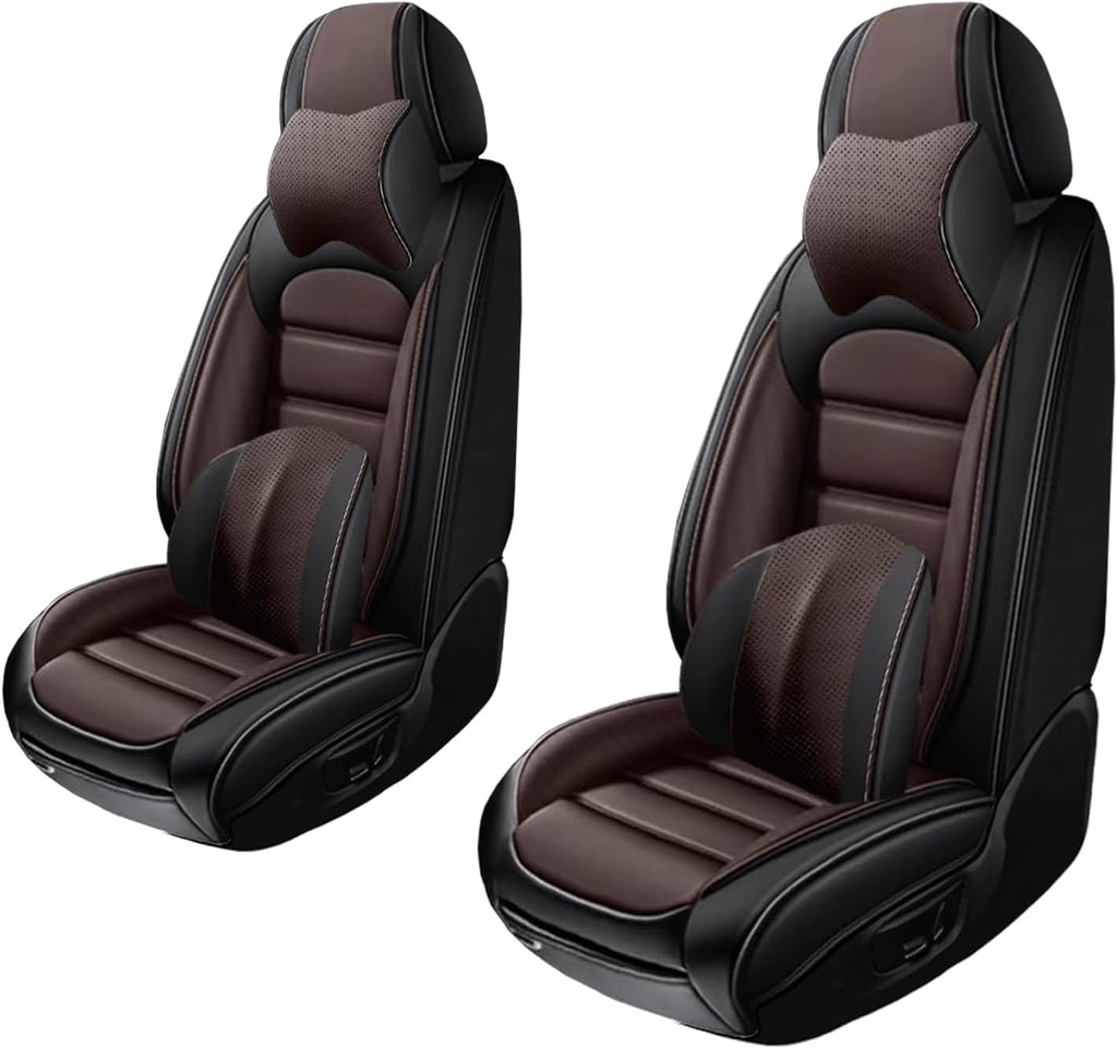 2 Seat Covers for Lexus UX 250h 2019-2024 Leather Car Seat Covers Waterproof Anti-Slip Soft Car Seat Protectors Premium Automotive Seat Covers with Airbag（Luxury,Black+Coffee）