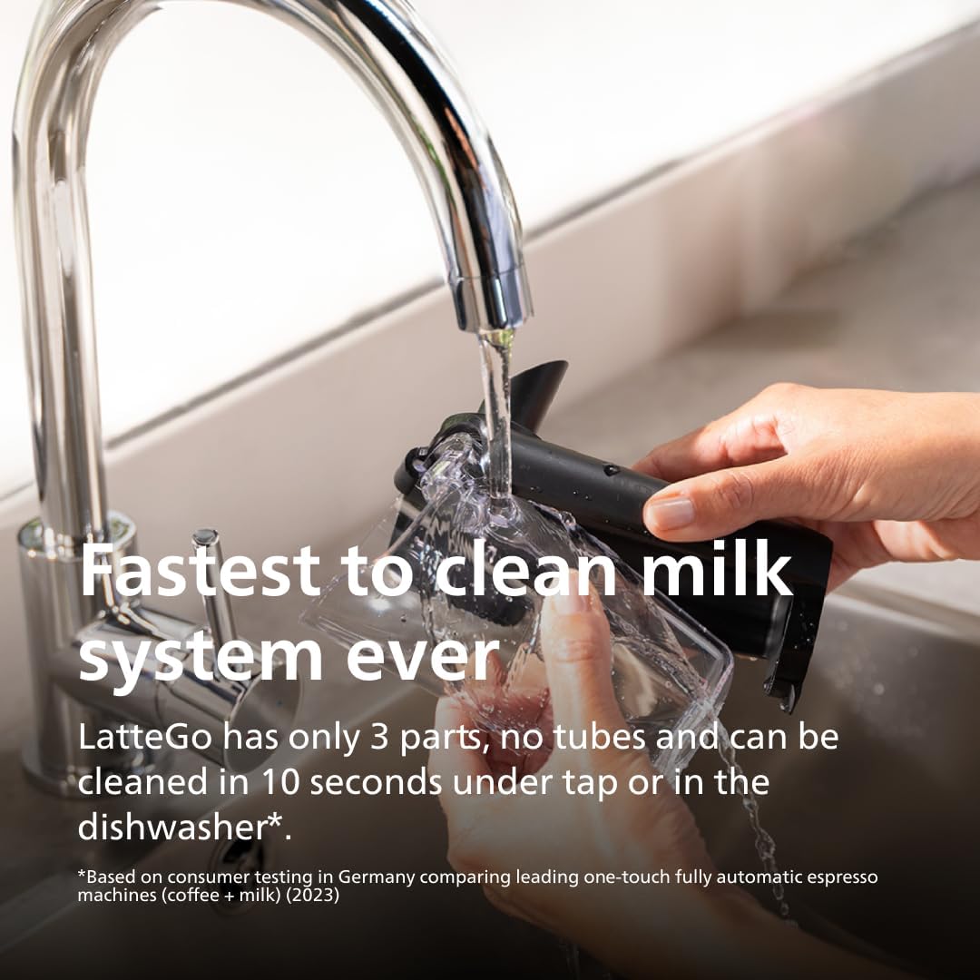 Philips 3200 Series Fully Automatic Espresso Machine, LatteGo Milk Frother, 5 Coffee Varieties, Intuitive Touch Display, 100% Ceramic Grinder, AquaClean Filter, My Coffee Choice, Black (EP3241/54)