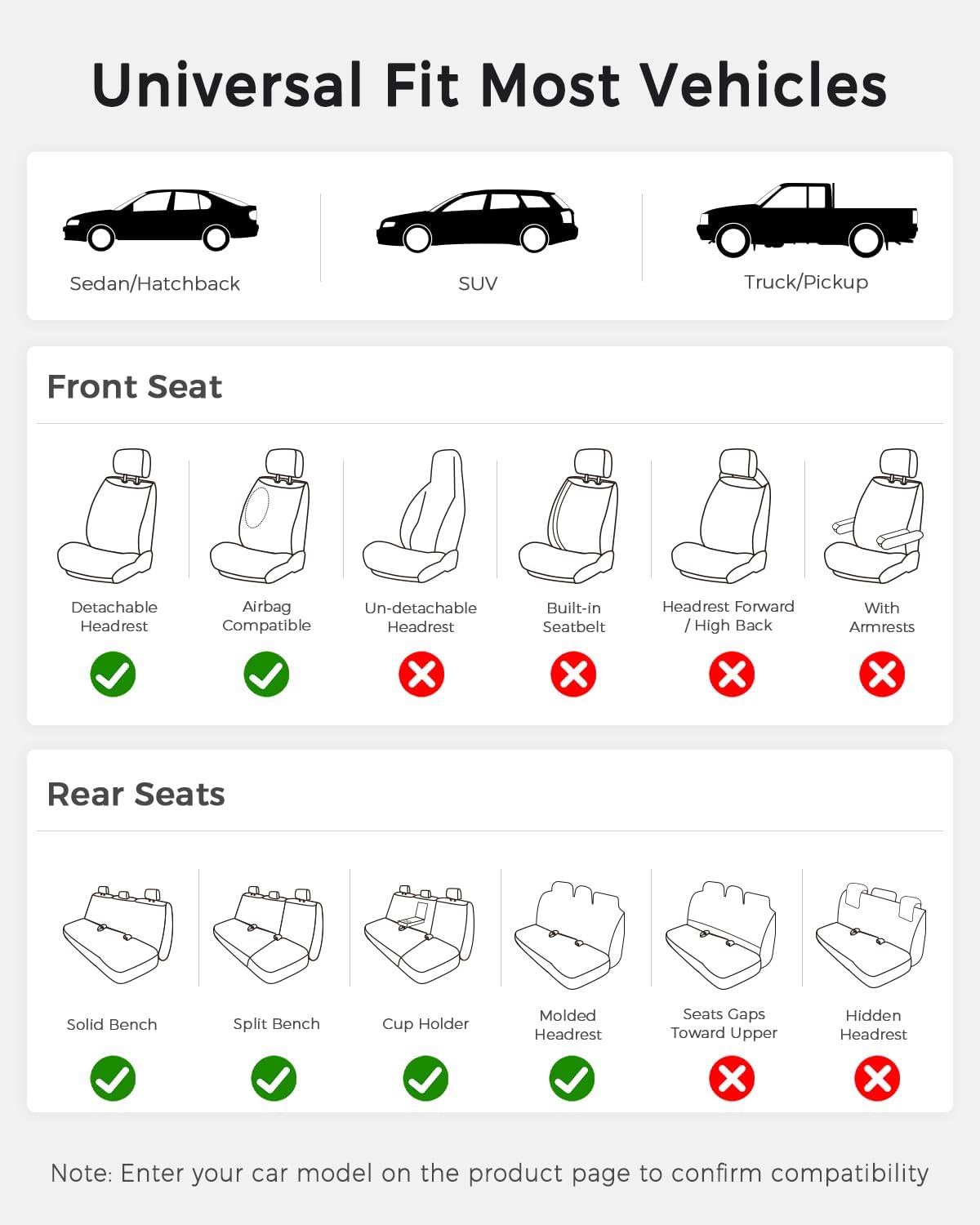 Huidasource Beige Front Seat Cover, Nappa Leather Front Car Seat Cover with Lumbar Support, Ventilation Holes, Elastic Fabric, Airbag, Full-Coverage Seat Covers, Fit for Most Cars SUV Trucks, Beige