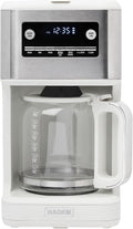 HADEN Generous Brew 14 Cup Coffee Maker with 120 Minute Keep Warm, Delay Brew, Adjustable Strength, Programmable Clock, and Anti Drip, Ivory/Chrome