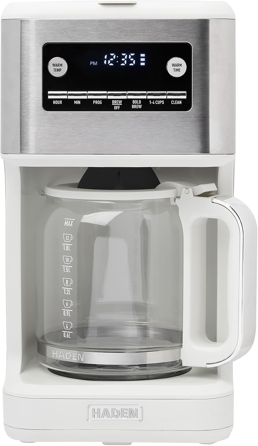 HADEN Generous Brew 14 Cup Coffee Maker with 120 Minute Keep Warm, Delay Brew, Adjustable Strength, Programmable Clock, and Anti Drip, Ivory/Chrome