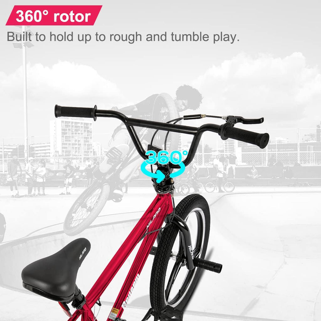 Hiland 20 Inch 3 5 Spoke Kids BMX Bike for Boys Girls Ages 5-12, 360 Degree Rotor Freestyle, 4 Pegs Single Speed Kid's BMX Bicycle, Multiple Colors