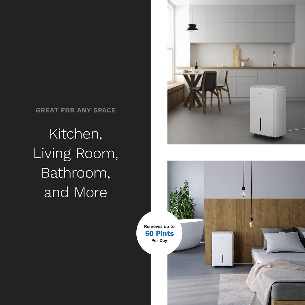 hOmeLabs 4000 Sq. Ft. Dehumidifier with Pump - Ideal for Large Rooms, Home Basements and Whole House - Powerful Moisture Removal and Humidity Control - 50 Pint Capacity