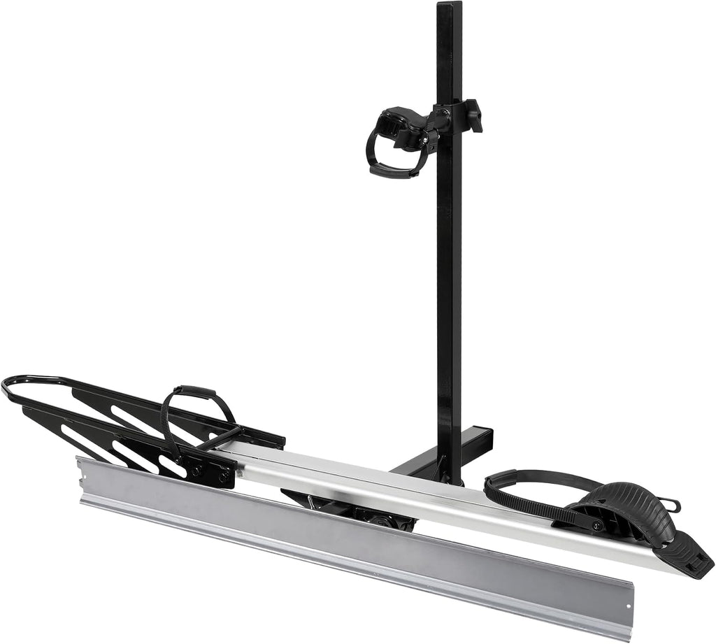 Young Hitch Single 1 Bike Rack with Ramp,100 lbs Capacity E-Bike Carrier Rack for Cars Trucks SUVs Minivans RV, Trailer, Mount Platform Style, Fits Up to 5'' Fat Tire Bicycle for 2 inch Receiver