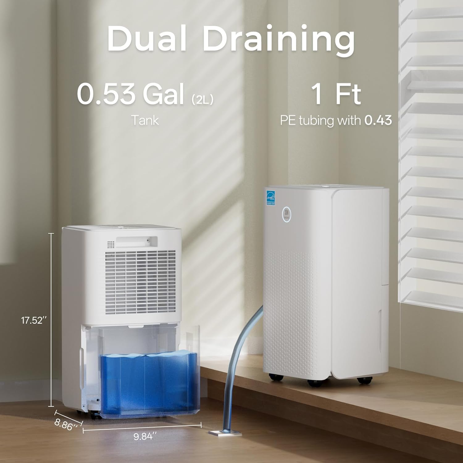 Ukoke Dehumidifiers for Home, 1750 Sq. Ft Energy Star Most Efficient 2025 Small Dehumidifier for Basement and Bedroom, Ultra Quiet with Auto Shut-off