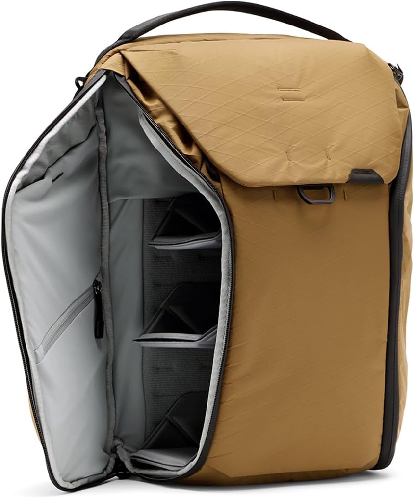 Peak Design Everyday Backpack 30L, Coyote, MagLatch Top, Dual Side Access, FlexFold Dividers, Fits 15' or 16' Laptop, For Camera Carry, Daily Commutes or Travel, Versatile Backpack for Men & Women