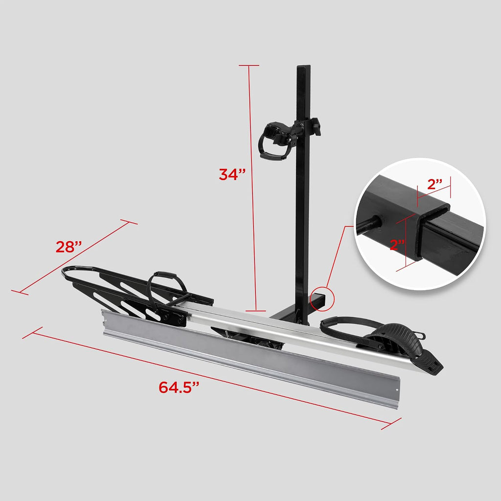 Young Hitch Single 1 Bike Rack with Ramp,100 lbs Capacity E-Bike Carrier Rack for Cars Trucks SUVs Minivans RV, Trailer, Mount Platform Style, Fits Up to 5'' Fat Tire Bicycle for 2 inch Receiver