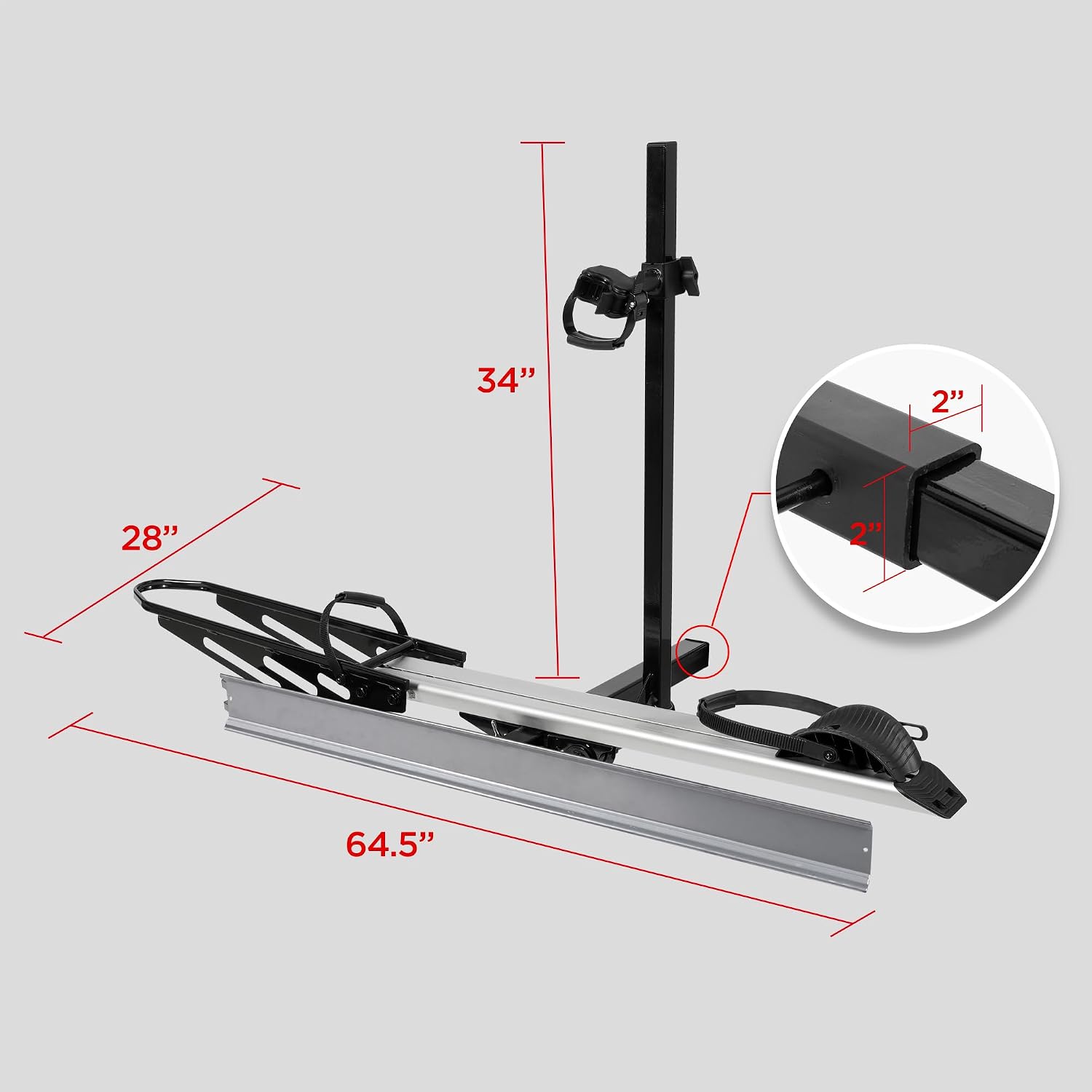 Young Hitch Single 1 Bike Rack with Ramp,100 lbs Capacity E-Bike Carrier Rack for Cars Trucks SUVs Minivans RV, Trailer, Mount Platform Style, Fits Up to 5'' Fat Tire Bicycle for 2 inch Receiver