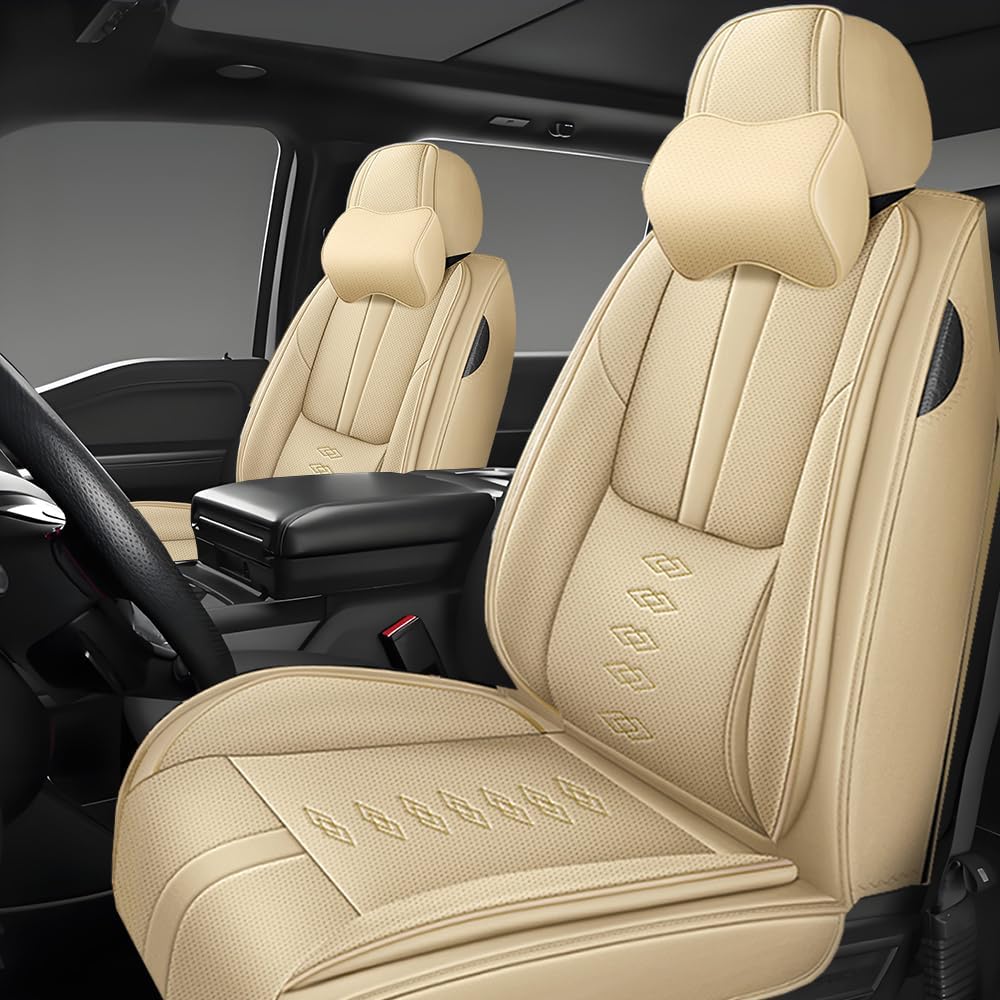 Front Seat Covers for Chevrolet 1500 1988-1999,Pick-up Truck Car Seat Cover,Truck Seat Cushion Covers with Airbag,Waterproof Automobile Seat Protectors for 1500(Beige,Deluxe)