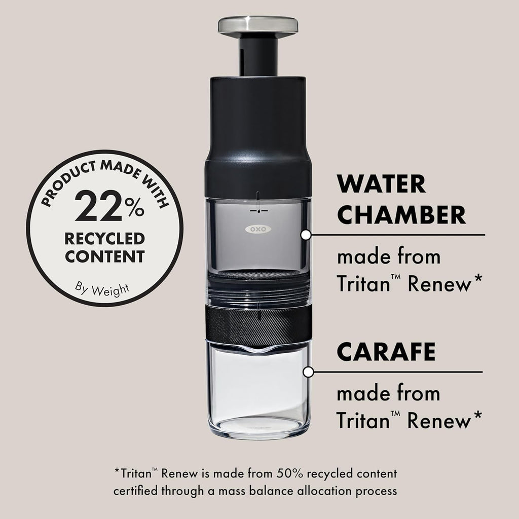 OXO Brew Rapid Brewer - Portable Coffee Maker,Fast Manual Hot & Cold Brew,Small Handheld Brewer,Compact Travel Coffee Maker,(Pack of 4)