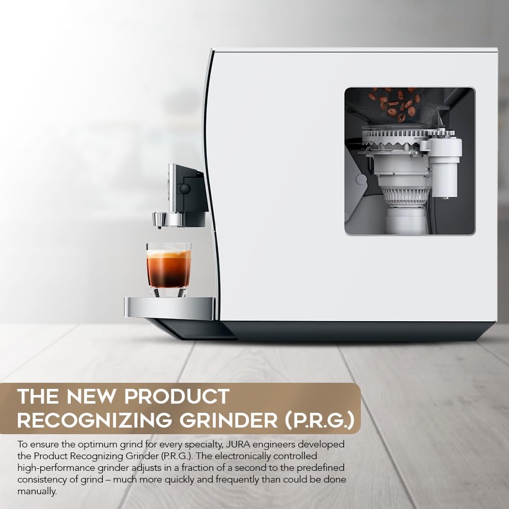 Jura Z10 Coffee Machine Aluminum White Bundle with Filter Cartridge Water Stabilizer, Milk System Cleaner Mini-Tabs, Cleaning Tablets, Milk Containers, and Blend Whole Bean Coffee (6 Items)