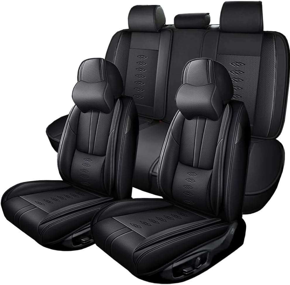 Full Set Seat Covers for Honda CR-V 2007-2025 2026,Leather Car Seat Covers,Soft Interior Accessories Seat Cushion Cover,Waterproof Automobile Seat Protectors for CR-V(Black,Deluxe)