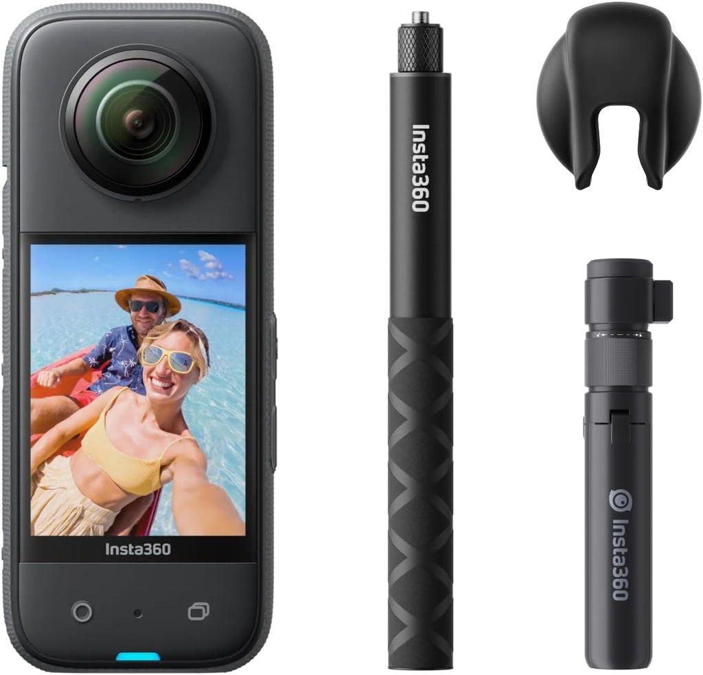 Insta360 X3 Bullet Time Bundle - Waterproof 360 Action Camera with 1/2' 48MP Sensors, 5.7K 360 Active HDR Video, 72MP 360 Photo, 4K Single-Lens, 60fps Me Mode, Stabilization, 2.29' Touchscreen