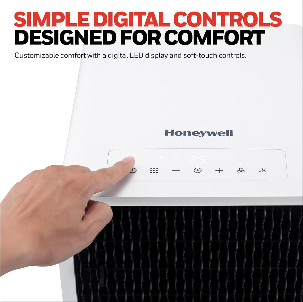 Honeywell 13,500 BTU Slim Portable AC with Fan, Dehumidifier, Remote Control – Cools Up to 660 Sq. Ft., HX4CESAWG0 (10,000 BTU SACC)