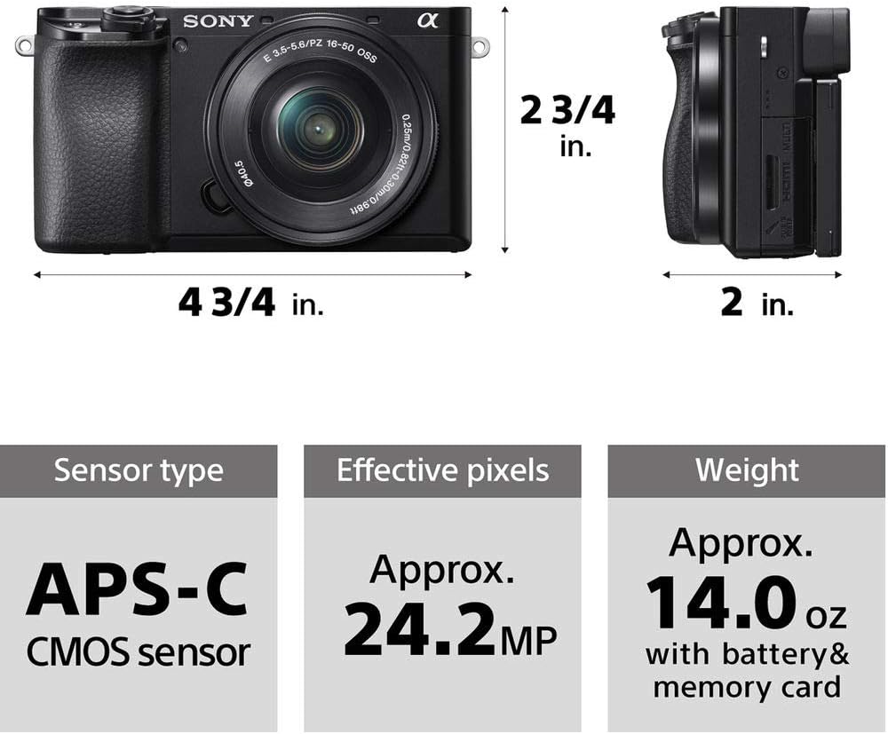 Sony Alpha A6100 Mirrorless Camera, Black