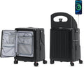 smilesun 22' Carry On Luggage with Seat For Kids & Adults，Hardside Ride On Suitcase Front Opening with 360°Spinner and TSA Lock For Travel (Black with Front Open, 22')