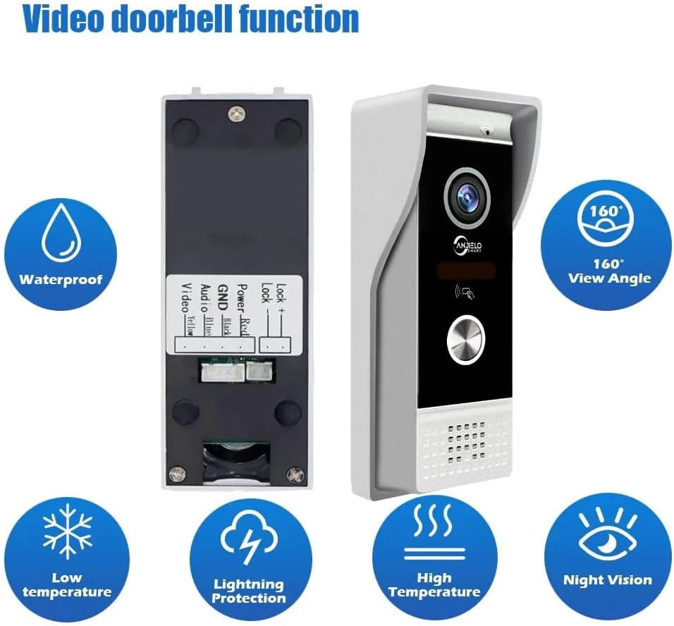 Video Apartment Doorbell Intercom,1080P HD Touch Screen Monitor,Outdoor Camera Doorbell Camera,Ring Doorbell Wired,TUYA,Night Vision,Two-Way Audio,Video Intercom (1 Bell+2 white Monitor + 1C)