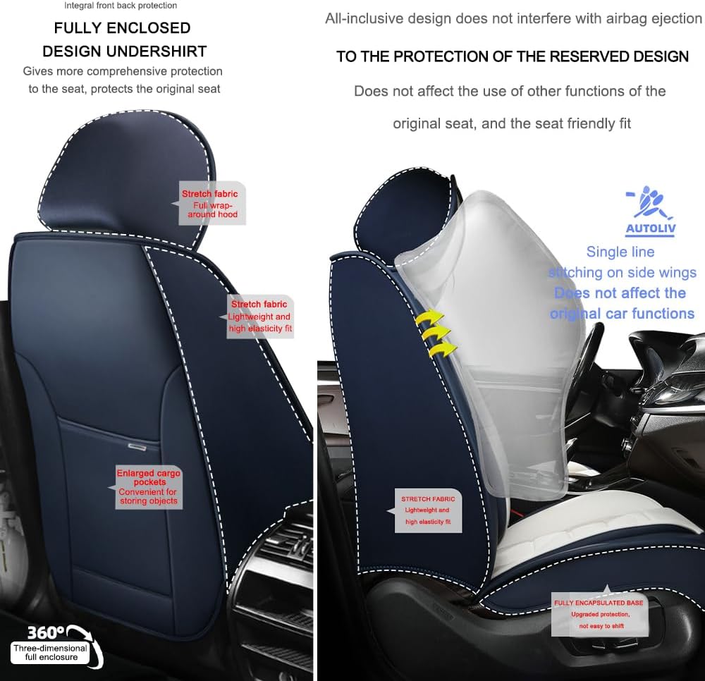 2 Seat Covers for Lexus UX 250h 2019-2024 Leather Car Seat Covers Waterproof Anti-Slip Soft Car Seat Protectors Premium Automotive Seat Covers with Airbag（Luxury,Classic Black）