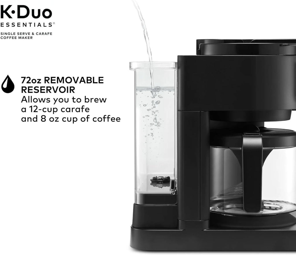 K-Duo Essentials Coffee Maker for Hot and Iced Drinks, Single Serve KCup Pod Brewer and 12 Cup Carafe Drip Coffee Pot, 72 oz Water Reservoir,Pause & Pour Feature, Perfect for Home & Office Use